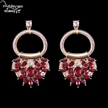 

Dvacaman Brand Hot Sale Semi-Precious Dangle Earrings Women Birthday Gift Crystal Maxi Statement Jewelry Earrings Bijoux AH91