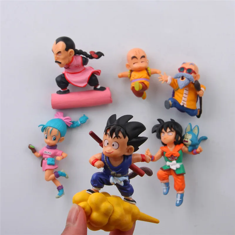 

6 pcs/lot Dragon ball anime action figure fridge magnets anime figurine SON Goku ChiChi Oolong toys wukong Garage Kits