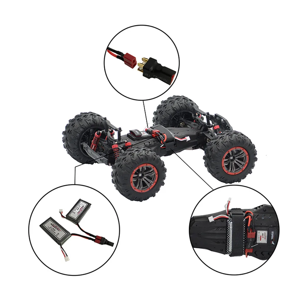 Dual Battery Connector T-Shaped Adapter With Fixing Strap For 9125 RC Car