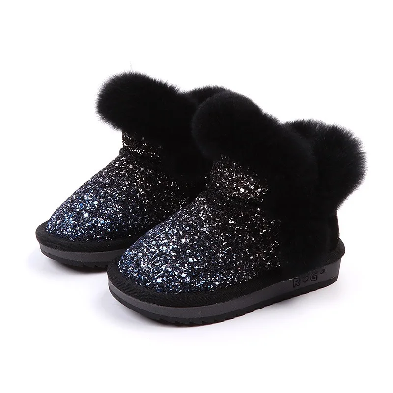 

2019 Children Winter Boots For soft bottom anti slip warm cotton girl's short boots Rabbit's hair Fashion Shoe
