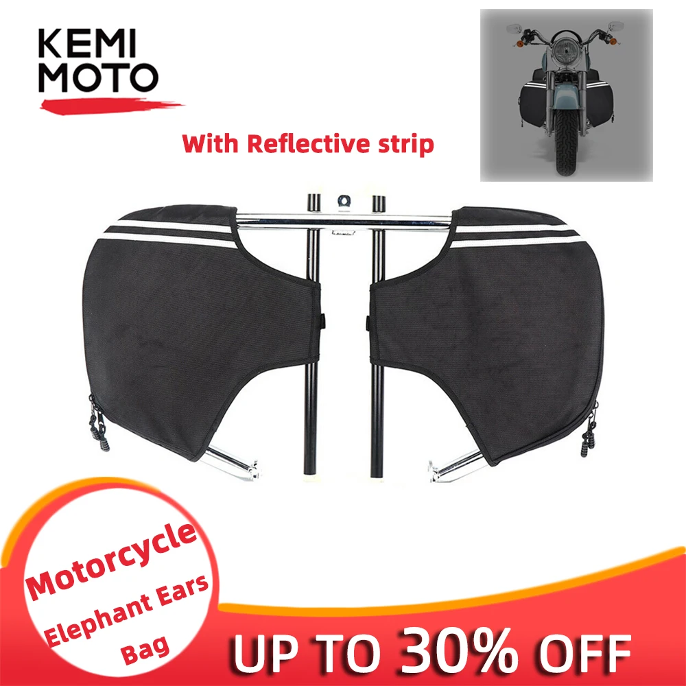 

Motorcycle Black Leg Elephant Ears Warmer Chaps Bag Soft Lowers For Touring Road King Street Glide Trike FLHR 1980-2019 Nylon