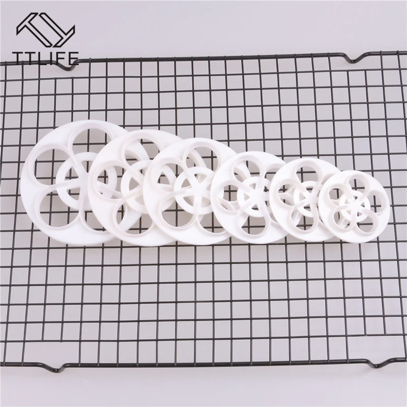 TTLIFE 6 шт. Роза форма печенье с мастикой резак DIY желе пудинг формы ручной работы мыло формы для украшения торта инструменты