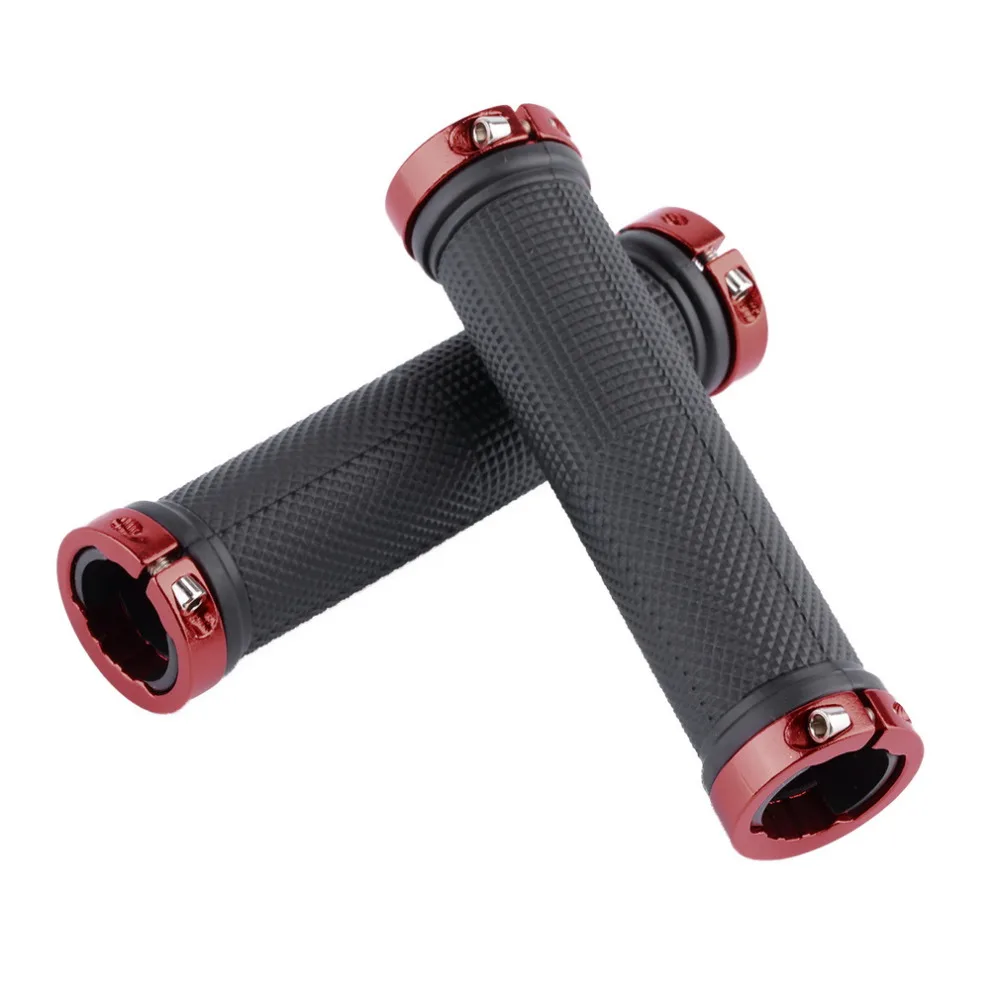 

1pair MTB Mountain Bike Handlebar Anti-Skid Rubber Bicycle Lock On Bicycle Handlebar Bike 4 Aluminum Rings 2 Caps