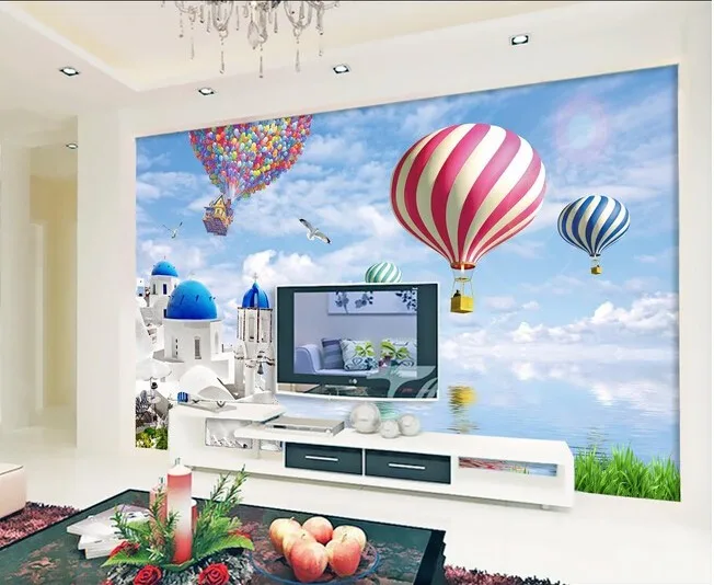 Пользовательские 3D фрески, 3 d любовь к морю, и воздушный шар путешествовать вокруг, гостиная диван ТВ стены спальни обои