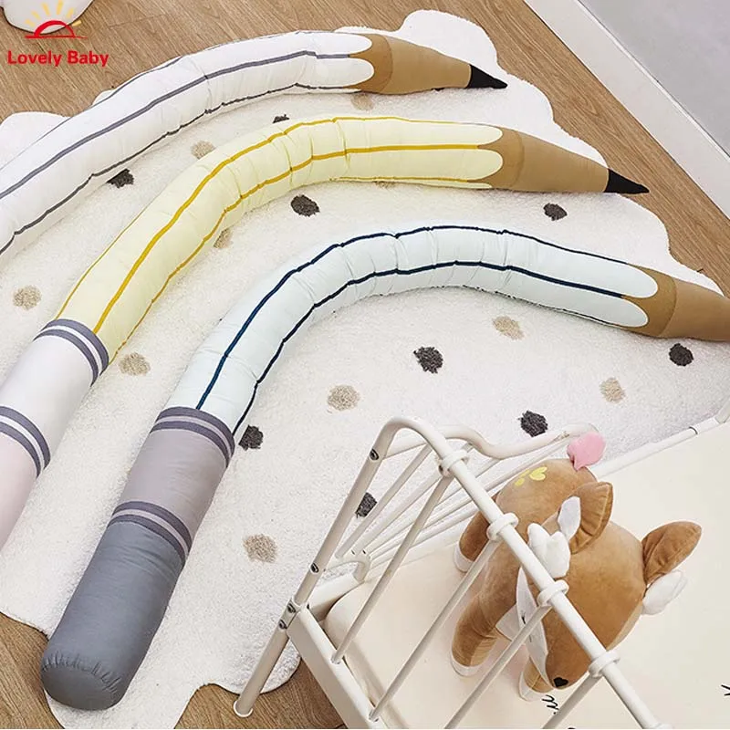 

190CM Nodic Newborn Bumper Kids Protector Pillow Cushion Fashion Pencil Shape Baby Bed Bumper For Toddler Crib Infant Room Decor