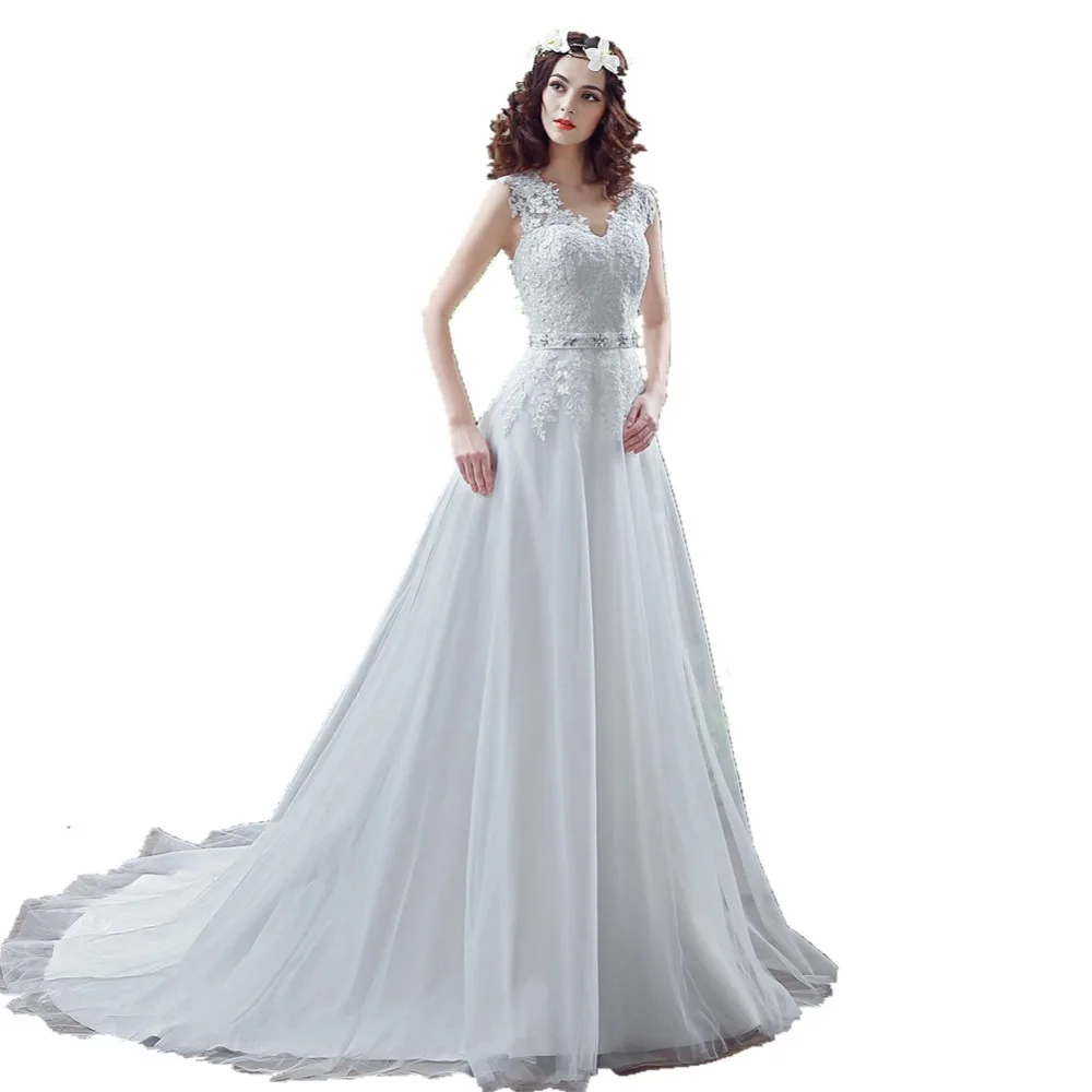 Большие размеры недорогие свадебные платья v-образный вырез кружева аппликации с кристаллами бисером настоящая фотография свадебное