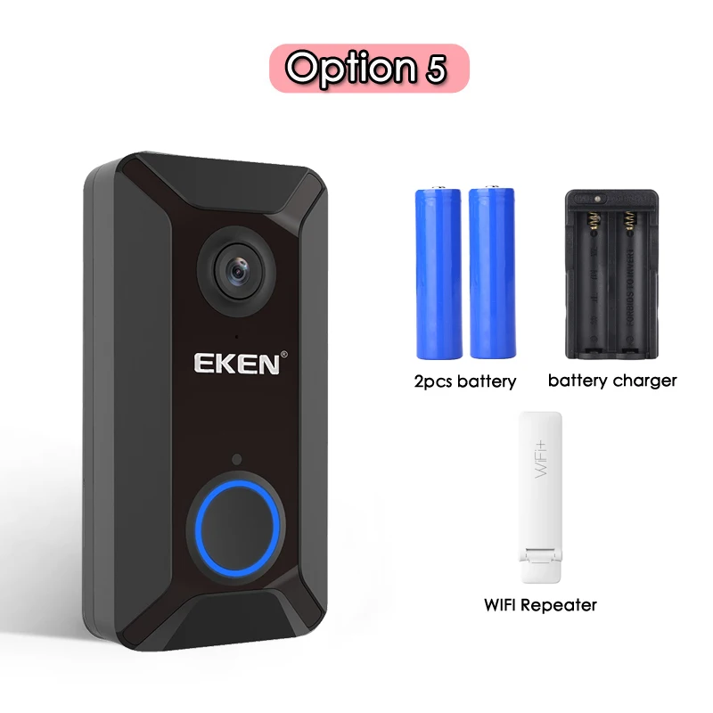 Eken V6 смарт WiFi видео дверной звонок камера визуальный домофон с колокольчиком ночного видения IP дверной звонок беспроводная домашняя камера безопасности - Цвет: Option 5