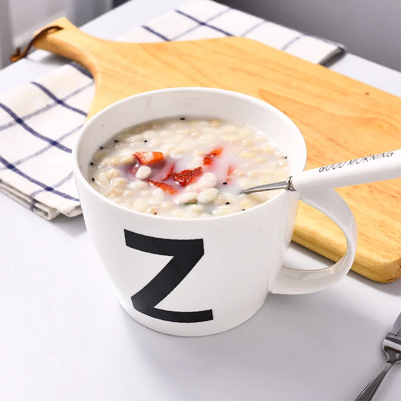 Новейшие короткие кофейные кружки с надписью A ~ Z ложкой керамические чашки