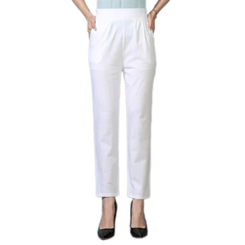 

2018 New Arrivals Women's Summer Elastic Straight Pants Plus Size 4XL Ankle Length Cotton Pants Pantalon Femme Loose Pants F62