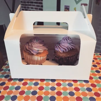 

20pcs Cupcake Box With Clear Window,Muffin Box Holds 2 Cupcakes, TL-5042506