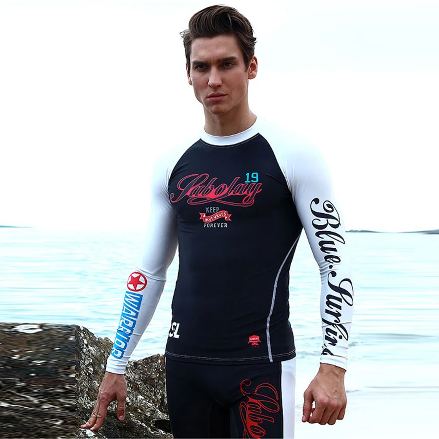 New Print Rash Guard Suit For Men UV Protection Long Sleeves Windsurf