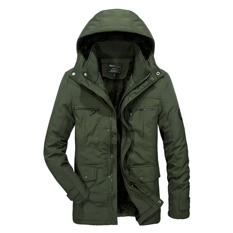 

New Fashion Spring Winter Military Jackets Men Warm Fleece Coat Thick Parka Windbreaker OUTWEAR Male Clothing Green Blue L-5XL