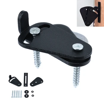 

New Painted Surface Pull Door Lock Black Solid Cast Cron Sliding Barn Gate Lock Latch For Hardware Tools