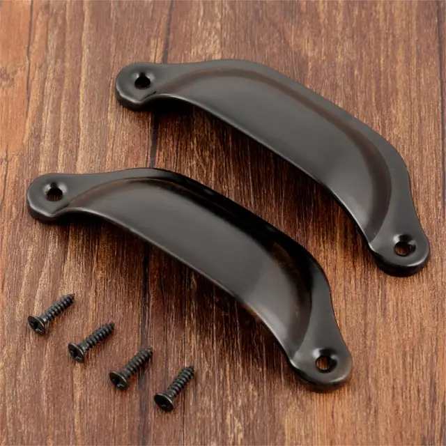 2Pcs 98x35mm Antique Iron Shell Pull Handle Retro Kitchen Drawer Cabinet Cupboard Door Handle Furniture Knobs Furniture Hardware C