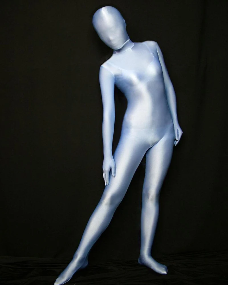 

Silver Blue Full Body Spandex/lycra Bodysuit Zentai Leotard Suit Adult Size Costumes Fancy Dresses