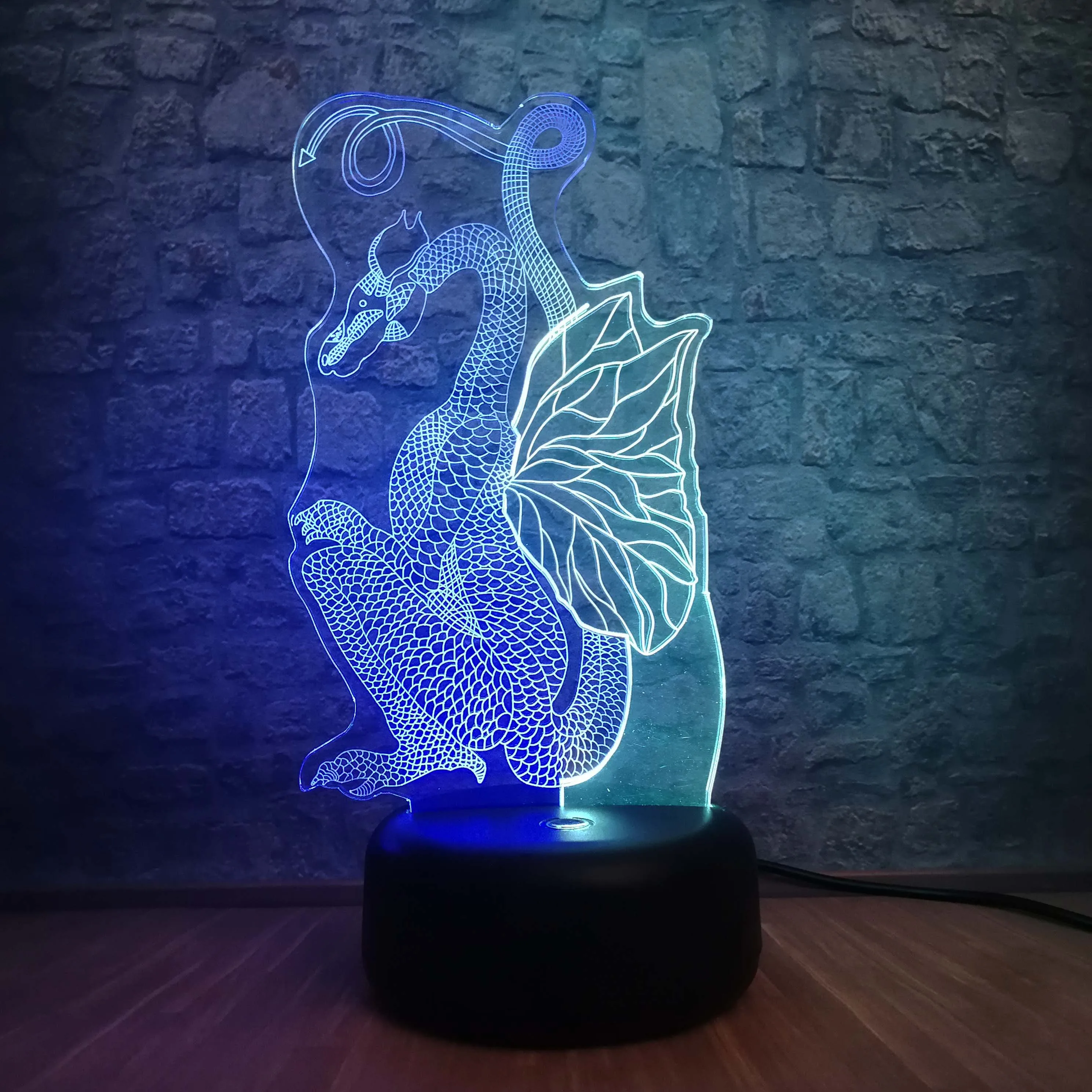 Прямая поставка китайская бумага стиль резки Дракон 3D USB светодиодный светильник животное Птерозавр крыло стол Ночник подарок на Рождество Декор