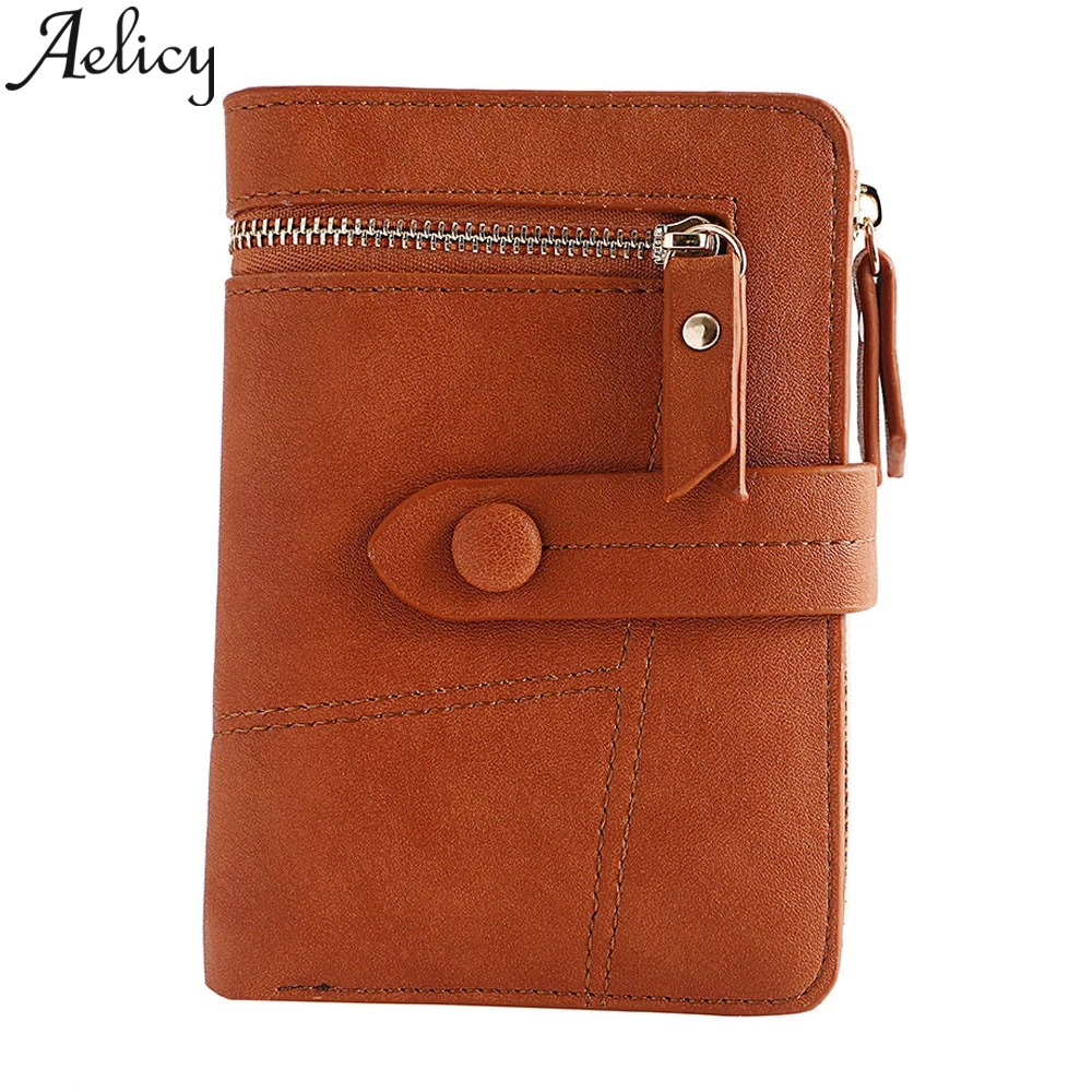 Aelicy/женский простой кожаный кошелек на молнии в стиле ретро, короткий кошелек для монет, сумочка, держатель для кредитных карт, сумка для визиток - Цвет: CO
