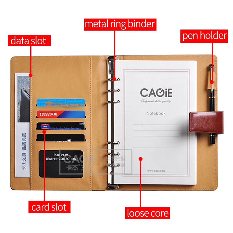 CAGIE Vintage Leather Notebook a5 Spiral Filofax Journal Calendar 2018 a6 Notebook Planner Binder Diary Retro Agenda Organizer CAGIE Vintage Leather Notebook a5 Spiral Filofax Journal Calendar 2018 a6 Notebook Planner Binder Diary Retro Agenda Organizer