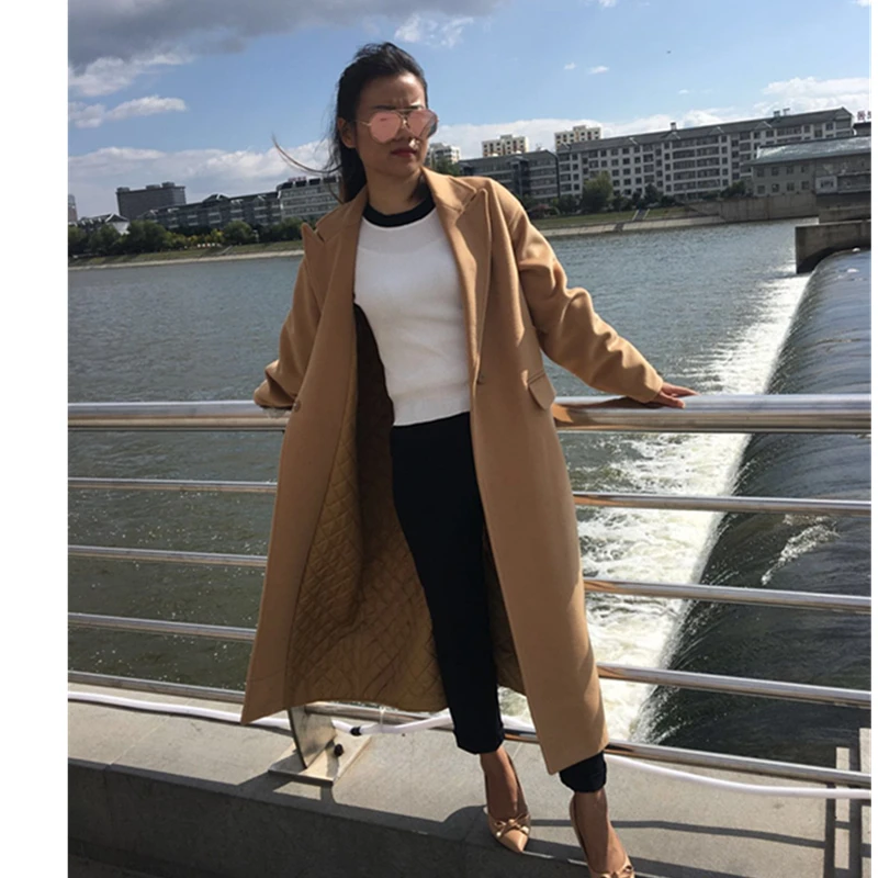 Épais black À Manches Qualité X Femmes De Chauds Haute Dames Colour Corée Lâche Longues Laine Casual Veste Hiver Manteaux Femme Vestes camel Caramel long gA8nq7ga