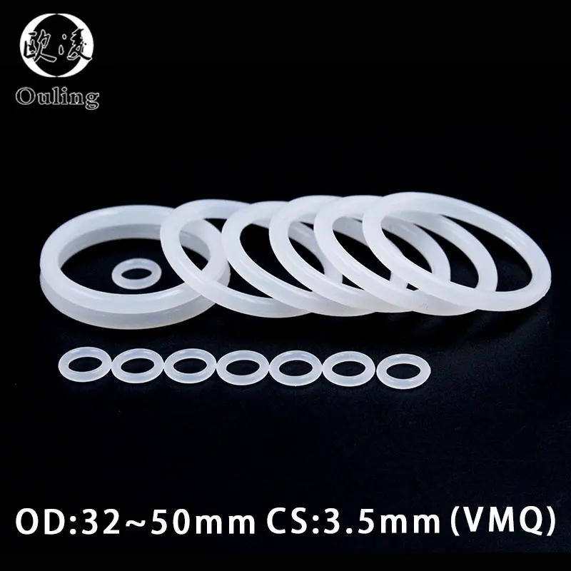 

5PCS/lot Silicon Ring Silicone/VMQ O ring 3.5mm Thickness OD32/33/34/35/39/40/44/45/50mm Rubber O ring Seal Gasket Washer Ring