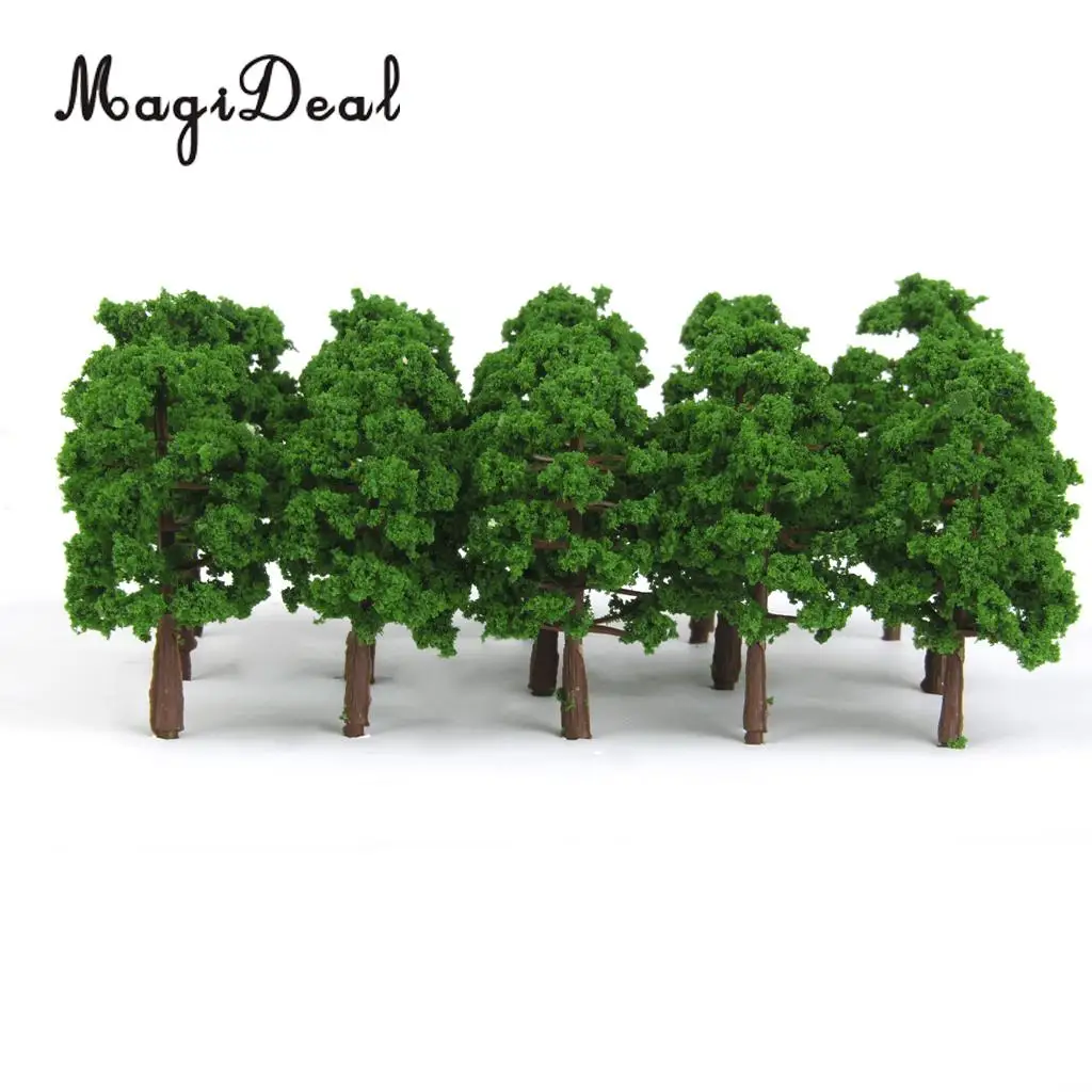 MagiDeal 20Pcs 1/150 Scale Plastic Model Trees Train Railroad Street Railway Scenery for Garden House Park Scene Layout Decor