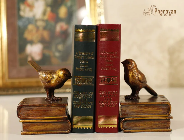 خزانة كتب دراسة الحلي الرجعية الطيور الدفتين رف تأثيث المنزل ديكور الدفتين كتاب الأمريكية فائدة