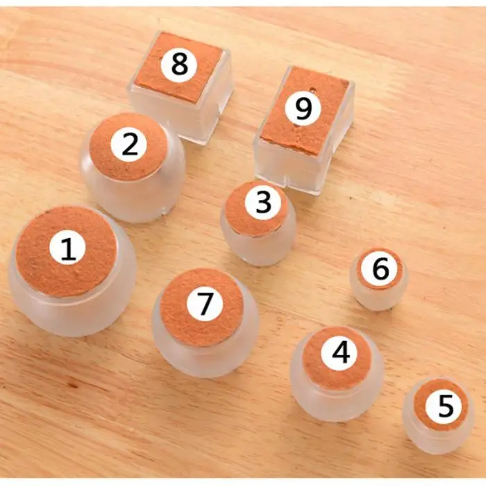 10pcs Silicone Rectangle Square Round Chair Leg Caps Feet Pads Furniture Table Covers Wood Floor Protectors TN99