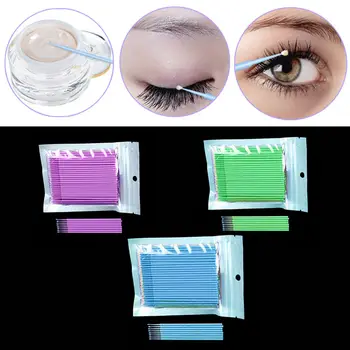 

100 Pcs Micro Brush Disposable Materials Tooth Applicators Medium Fine Hot New Solid Color Makeup Plastic Cotton Swab