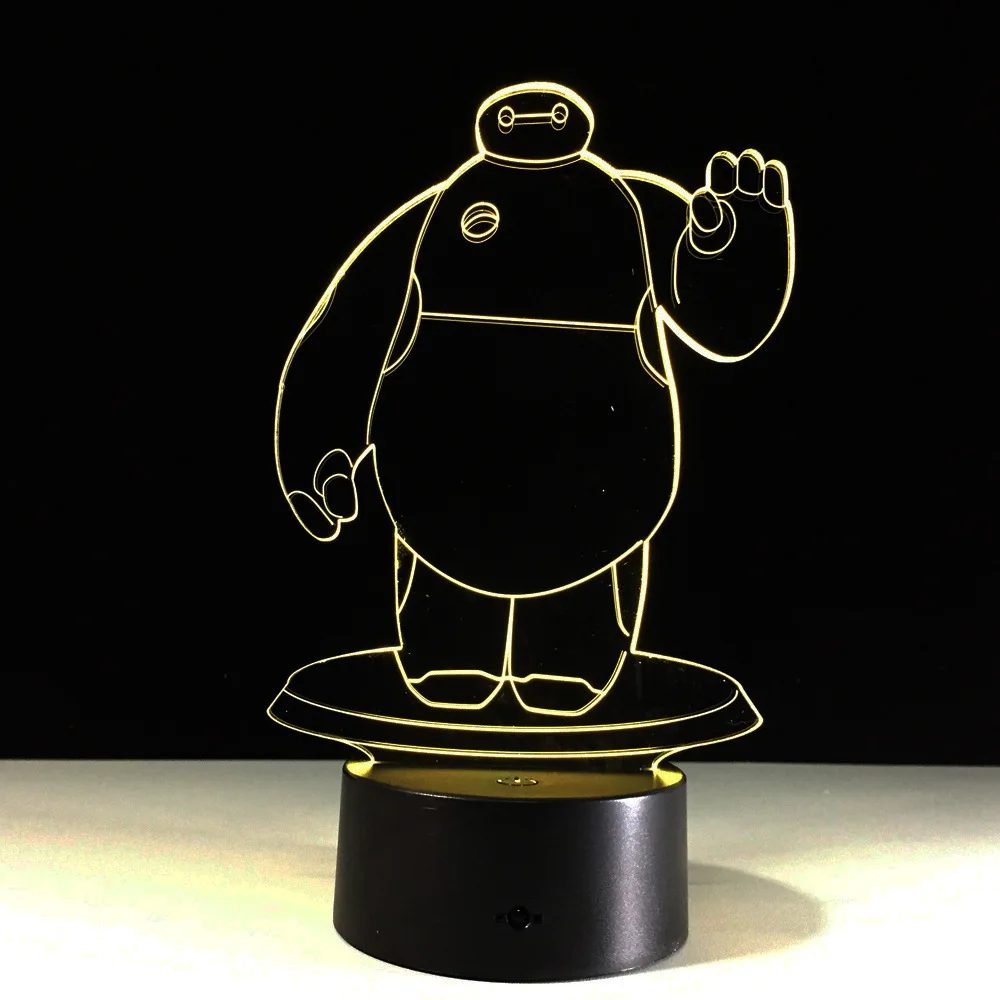 3D светодиодный голограммный ночсветильник Baymax настольная лампа с сенсорным