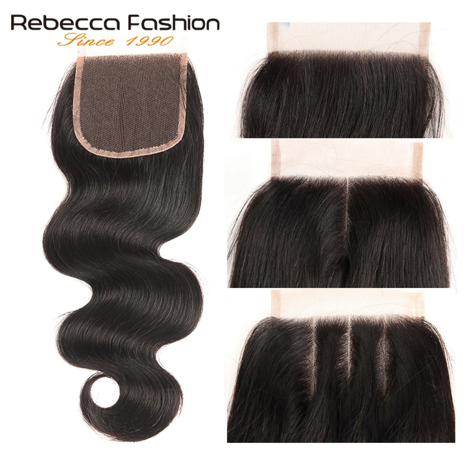 Rebecca Non Remy Peruvian Body Wave With Closure Human Hair Weave 4 Bundles With 4X4 Lace Closure Hair Extensions Free Shipping