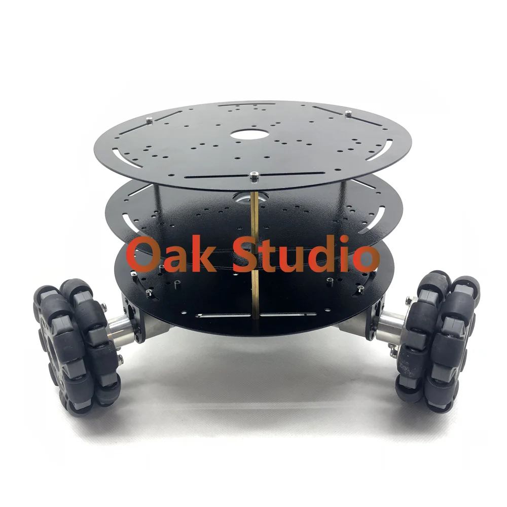 3WD 100mm Omni Wheels Robot Car Chassis, Stain Steel Frame .Big Power Motor .For DIY Toy Car, Owni Robot Competition