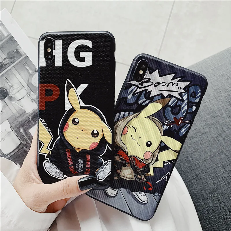 

Japanese Anime Pikachue Monsters Pokemone Cute Cartoon Phone Case For iPhone 7 8 6 6s Puls 10 X XR XS Soft Silicon Back Cover