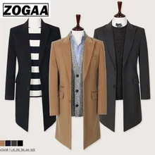 ZOGAA Mens Trench Coat Turn Down Collar Long Sleeve Man Cardigan Outerwear Windbreaker Casual Slim Fit Cardigan Business Clothes