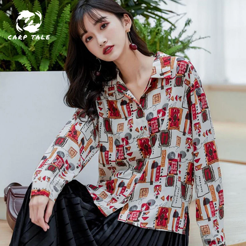 

spring and summer new design sense fashion trend small fairy shirt Hong Kong style long-sleeved shirt French girl chiffon shirt