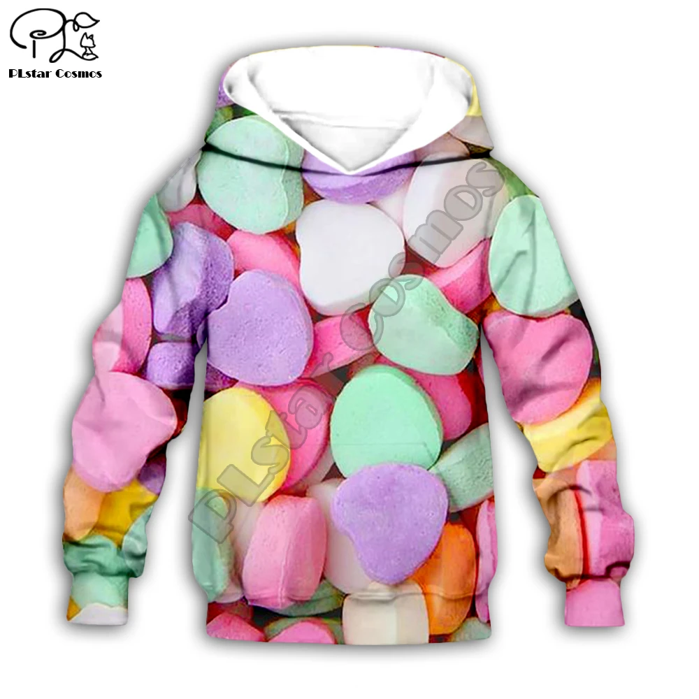 

Heart Sugar 3d Kids Hoodies food colorful candy print t shirts tees zipper Hooded baby girl boys clothing family set child pant