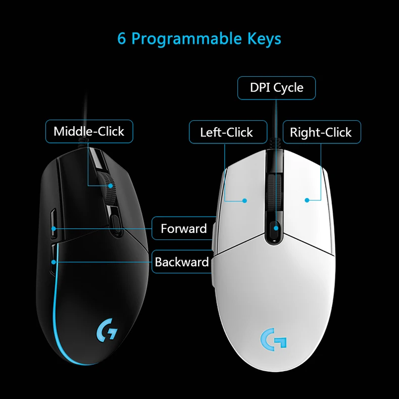 Logitehc G102 Prodigy игровая мышь проводная мышь с 8000 dpi оптическая RGB подсветка для ПК/настольной мыши геймера официальный подлинный