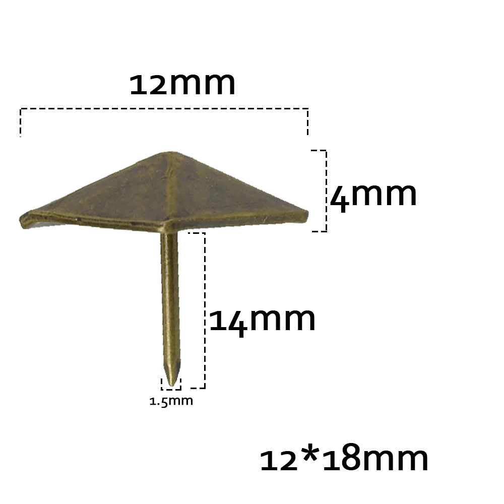 20 шт Античная бронзовая квадратная коническая внутренняя обивка ногтей Шипы квадратная шпилька/диван/мебель Плаза заклепки гвозди в стиле ретро - Цвет: 12x18mm