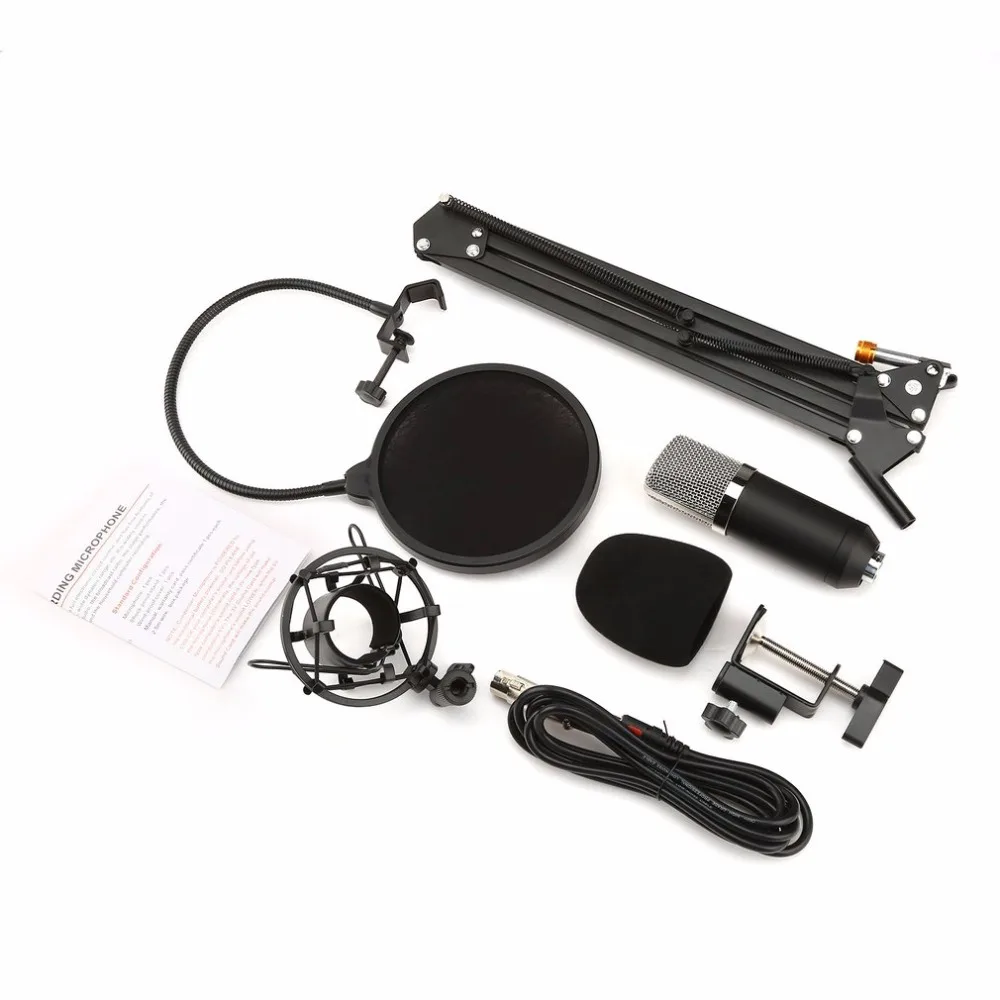 

Professional Studio Broadcasting Recording Condenser Microphone Kit With Microphone Stand And Shock Mount