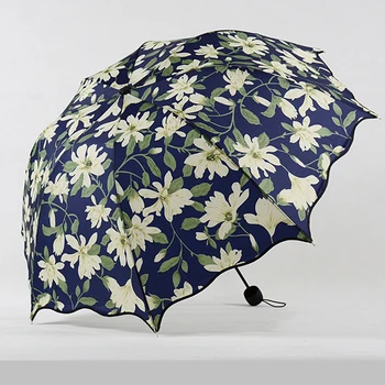 

Black Paraguas Girl Arched Umbrellas Hot Sale Lily Flower Women's Umbrella Rain Female Women Rainproof Floral Guarda Chuva Z691