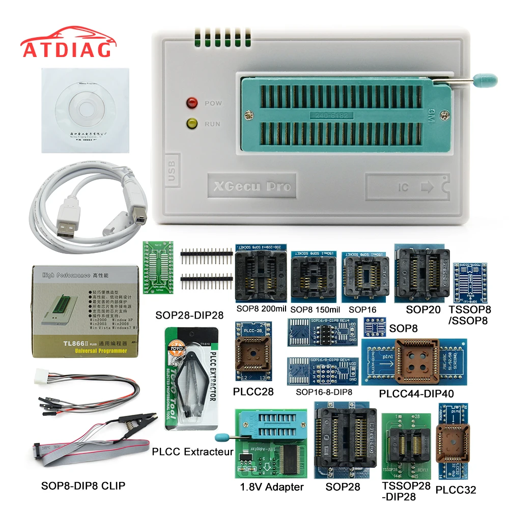 L TL866II Plus универсальный программатор + 17 адаптеров SOP8 IC зажим высокоскоростной TL866