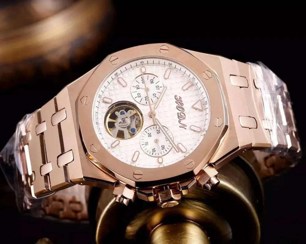 

Montre Homme Automatic Mechanical Watches Case Stainless Steel Transparent Watch Mens Top Luxury Clock Men Skeleton wristwatch