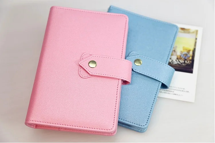 

PU leather spiral loose leaf refillable journal candy color notebook filofax time planner agenda notepad binder A6 blue pink