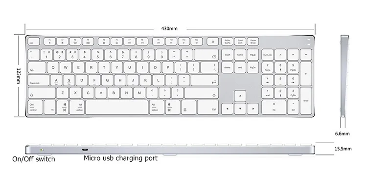 Smart BT3.3 ультра-тонкий полный размер металлический корпус Беспроводная Bluetooth клавиатура для Mac Для iMac для Macbook Pro IOS Andriod Windows