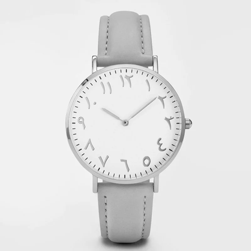 Новые модные арабские женские часы Топ люксовый бренд кварцевые наручные женские кожа Часы Montre Femme часы женские часы - Цвет: silver grey