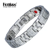 Hottime лечебный браслет и браслеты серебро 316L нержавеющая сталь цепь из магнетита Германия регулируемые браслеты для мужчин и женщин