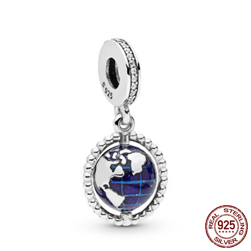 

New Arrival 100% 925 Sterling Silver Beads,Spinning Globe Pendant Charms fit Original Pandora Bracelets Women DIY Jewelry