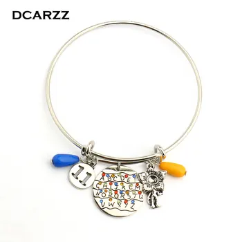 

Stranger things Bracelet,Handstamped Alphabet Light Wall Pendant with Monster Charms Eleven Letters Beads Bangle Wholesale