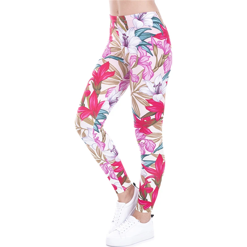 Women Fashion Casual Fitness Leggins PARADISE FLOWERS Printed Leggings