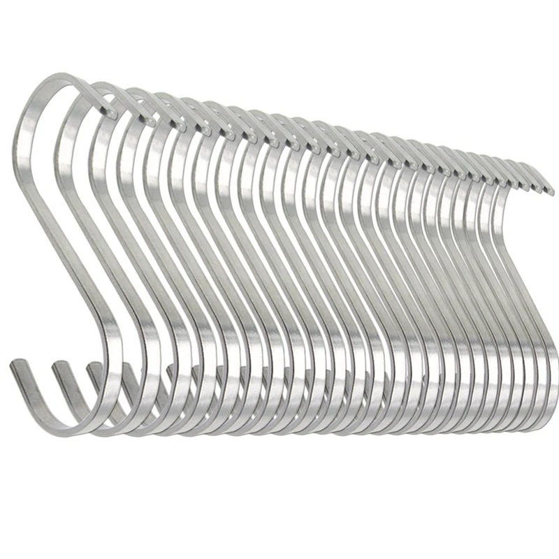 

24-Piece S-Hook Thick Stainless Steel S Hook For Hanging, Kitchen Pan Pan Hanger Storage Rack Wardrobe S-Type Hook