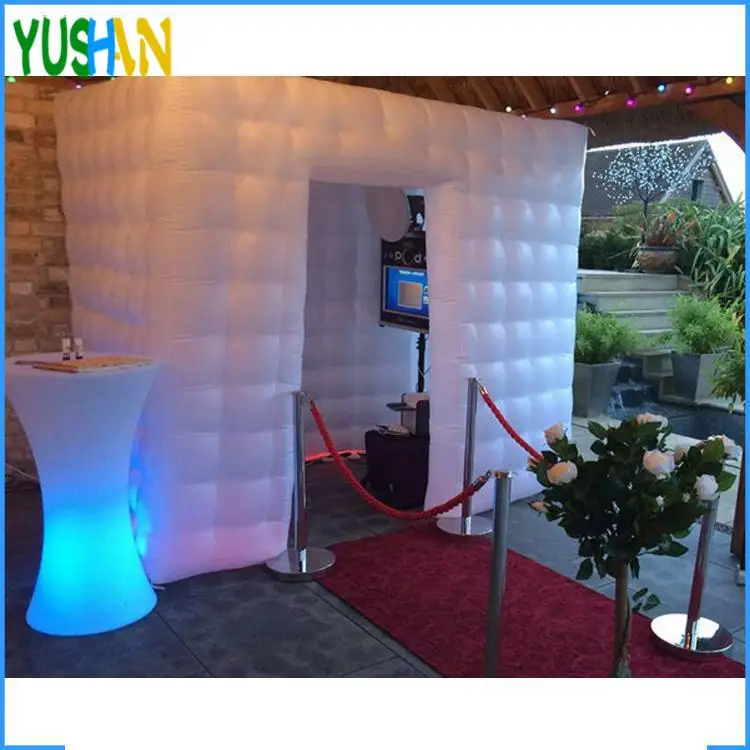 

LED strip on bottom inflatable photo booth with door center